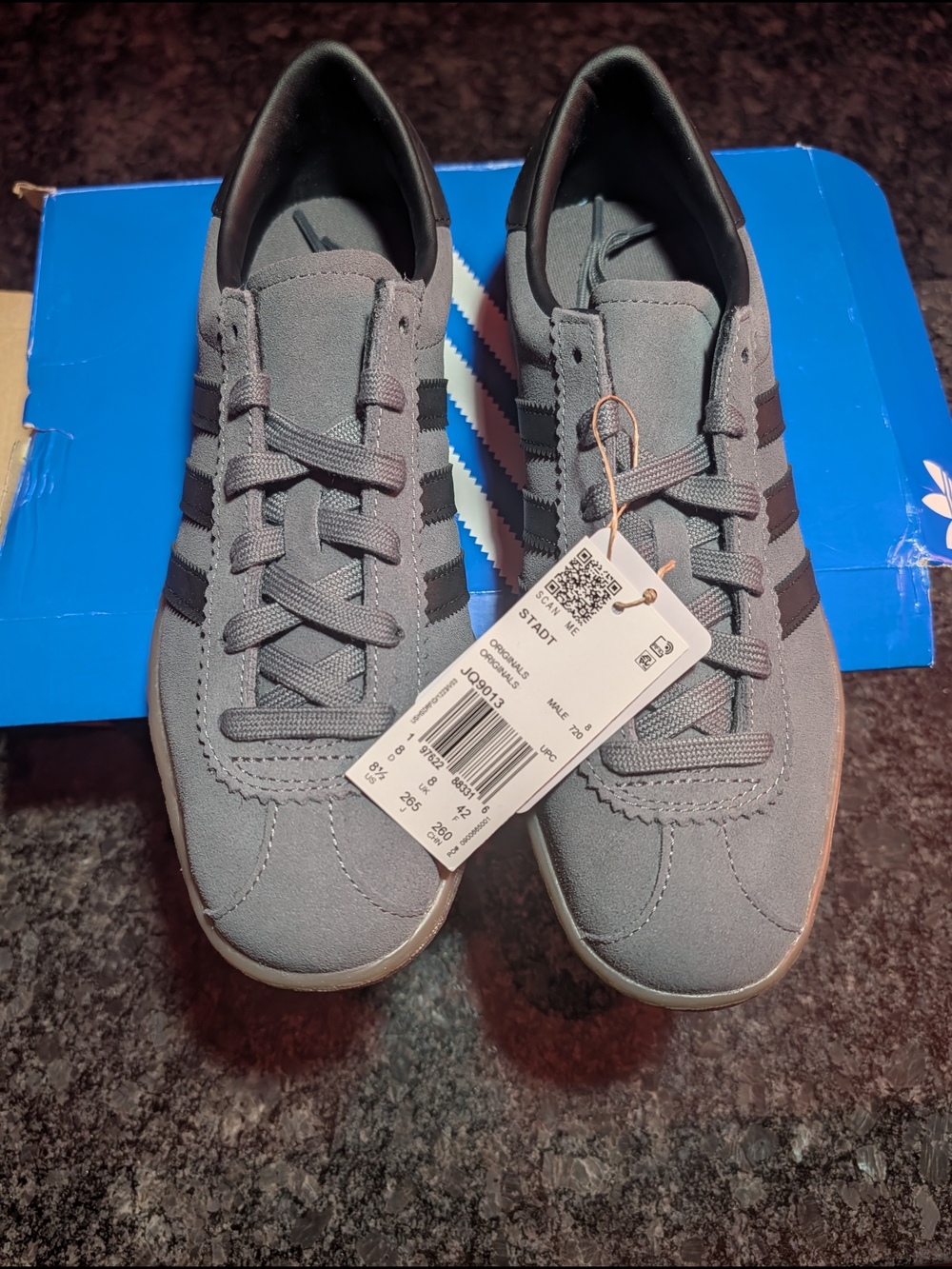 adidas Men’s STADT Sneakers in Grey with Black Stripes